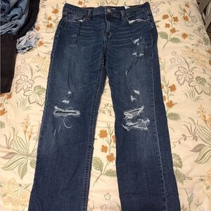 Old Navy Distressed Boyfriend Blue Jeans
